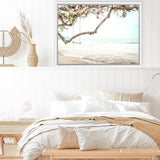 Shop Beach Swing I Photo Canvas Art Print-Boho, Coastal, Green, Landscape, Photography, Photography Canvas Prints, Tropical, View All, White-framed wall decor artwork