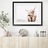 Shop Lone Highland Cow Photo Art Print-Animals, Horizontal, Landscape, Neutrals, Photography, Rectangle, View All-framed poster wall decor artwork