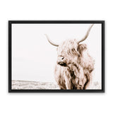 Shop Lone Highland Cow Photo Canvas Art Print-Animals, Horizontal, Landscape, Neutrals, Photography, Photography Canvas Prints, Rectangle, View All-framed wall decor artwork