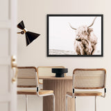 Shop Lone Highland Cow Photo Canvas Art Print-Animals, Horizontal, Landscape, Neutrals, Photography, Photography Canvas Prints, Rectangle, View All-framed wall decor artwork