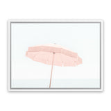 Shop Pink Parasol Photo Canvas Art Print-Boho, Coastal, Horizontal, Landscape, Photography, Photography Canvas Prints, Pink, Rectangle, View All, White-framed wall decor artwork