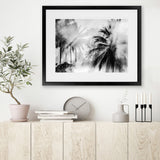 Shop Monochrome Palms Photo Art Print-Black, Coastal, Horizontal, Landscape, Photography, Rectangle, Tropical, View All-framed poster wall decor artwork