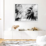 Shop Monochrome Palms Photo Canvas Art Print-Black, Coastal, Horizontal, Landscape, Photography, Photography Canvas Prints, Rectangle, Tropical, View All-framed wall decor artwork