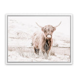 Shop Highland Cow III Photo Canvas Art Print-Animals, Baby Nursery, Landscape, Neutrals, Photography, Photography Canvas Prints, Scandinavian, View All-framed wall decor artwork