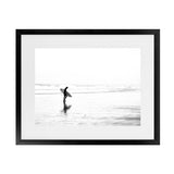 Shop Lone Surfer Photo Art Print-Coastal, Horizontal, Landscape, People, Photography, Rectangle, View All, White-framed poster wall decor artwork