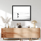 Shop Lone Surfer Photo Art Print-Coastal, Horizontal, Landscape, People, Photography, Rectangle, View All, White-framed poster wall decor artwork