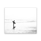 Shop Lone Surfer Photo Art Print-Coastal, Horizontal, Landscape, People, Photography, Rectangle, View All, White-framed poster wall decor artwork