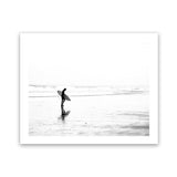 Shop Lone Surfer Photo Art Print-Coastal, Horizontal, Landscape, People, Photography, Rectangle, View All, White-framed poster wall decor artwork