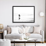 Shop Lone Surfer Photo Canvas Art Print-Coastal, Horizontal, Landscape, People, Photography, Photography Canvas Prints, Rectangle, View All, White-framed wall decor artwork