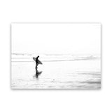 Shop Lone Surfer Photo Canvas Art Print-Coastal, Horizontal, Landscape, People, Photography, Photography Canvas Prints, Rectangle, View All, White-framed wall decor artwork