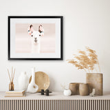 Shop Llama Photo Art Print-Animals, Baby Nursery, Horizontal, Landscape, Neutrals, Photography, Pink, Rectangle, View All-framed poster wall decor artwork
