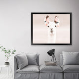 Shop Llama Photo Art Print-Animals, Baby Nursery, Horizontal, Landscape, Neutrals, Photography, Pink, Rectangle, View All-framed poster wall decor artwork