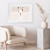 Shop Llama Photo Art Print-Animals, Baby Nursery, Horizontal, Landscape, Neutrals, Photography, Pink, Rectangle, View All-framed poster wall decor artwork