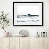 Shop Blue Wave Photo Art Print-Blue, Coastal, Horizontal, Landscape, Photography, Rectangle, View All, White-framed poster wall decor artwork