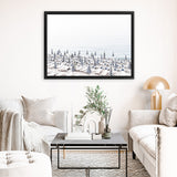 Shop Parasols III Photo Canvas Art Print-Coastal, Horizontal, Landscape, Photography, Photography Canvas Prints, Rectangle, View All, White-framed wall decor artwork