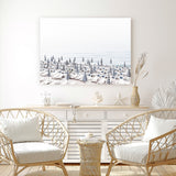 Shop Parasols III Photo Canvas Art Print-Coastal, Horizontal, Landscape, Photography, Photography Canvas Prints, Rectangle, View All, White-framed wall decor artwork