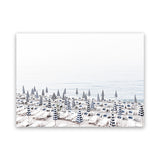 Shop Parasols III Photo Canvas Art Print-Coastal, Horizontal, Landscape, Photography, Photography Canvas Prints, Rectangle, View All, White-framed wall decor artwork