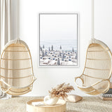 Shop Parasols II Photo Canvas Art Print-Coastal, Photography, Photography Canvas Prints, Portrait, Rectangle, View All, White-framed wall decor artwork