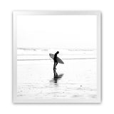 Shop Lone Surfer (Square) Photo Art Print-Coastal, People, Photography, Square, View All, White-framed poster wall decor artwork