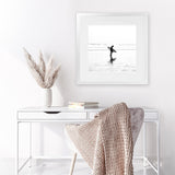 Shop Lone Surfer (Square) Photo Art Print-Coastal, People, Photography, Square, View All, White-framed poster wall decor artwork