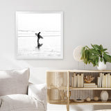 Shop Lone Surfer (Square) Photo Art Print-Coastal, People, Photography, Square, View All, White-framed poster wall decor artwork