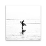 Shop Lone Surfer (Square) Photo Art Print-Coastal, People, Photography, Square, View All, White-framed poster wall decor artwork