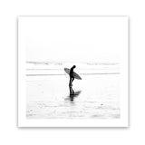 Shop Lone Surfer (Square) Photo Art Print-Coastal, People, Photography, Square, View All, White-framed poster wall decor artwork