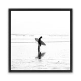 Shop Lone Surfer (Square) Photo Canvas Art Print-Coastal, People, Photography, Photography Canvas Prints, Square, View All, White-framed wall decor artwork