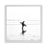 Shop Lone Surfer (Square) Photo Canvas Art Print-Coastal, People, Photography, Photography Canvas Prints, Square, View All, White-framed wall decor artwork