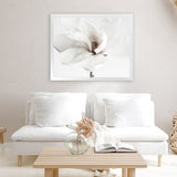 Shop White Magnolia Flower Photo Art Print-Botanicals, Florals, Horizontal, Landscape, Photography, Rectangle, View All, White-framed poster wall decor artwork