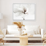 Shop White Magnolia Flower Photo Canvas Art Print-Botanicals, Florals, Horizontal, Landscape, Photography, Photography Canvas Prints, Rectangle, View All, White-framed wall decor artwork