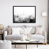 Shop New York Fog Photo Canvas Art Print-Black, Boho, Landscape, Photography, Photography Canvas Prints, View All, White-framed wall decor artwork
