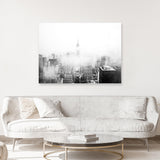 Shop New York Fog Photo Canvas Art Print-Black, Boho, Landscape, Photography, Photography Canvas Prints, View All, White-framed wall decor artwork