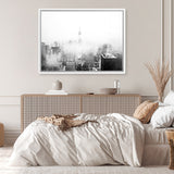 Shop New York Fog Photo Canvas Art Print-Black, Boho, Landscape, Photography, Photography Canvas Prints, View All, White-framed wall decor artwork