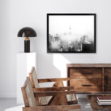 Shop New York Fog Photo Art Print-Black, Landscape, Photography, View All, White-framed poster wall decor artwork