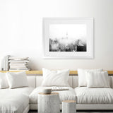 Shop New York Fog Photo Art Print-Black, Landscape, Photography, View All, White-framed poster wall decor artwork
