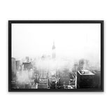 Shop New York Fog Photo Canvas Art Print-Black, Boho, Landscape, Photography, Photography Canvas Prints, View All, White-framed wall decor artwork