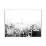 Shop New York Fog Photo Canvas Art Print-Black, Boho, Landscape, Photography, Photography Canvas Prints, View All, White-framed wall decor artwork