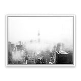 Shop New York Fog Photo Canvas Art Print-Black, Boho, Landscape, Photography, Photography Canvas Prints, View All, White-framed wall decor artwork