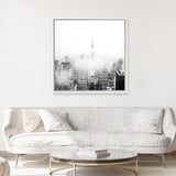 Shop New York Fog (Square) Photo Canvas Art Print-Black, Grey, Photography Canvas Prints, Square, View All, White-framed wall decor artwork