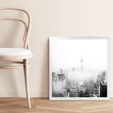 Shop New York Fog (Square) Photo Art Print-Black, Grey, Photography, Square, View All, White-framed poster wall decor artwork