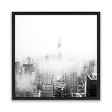 Shop New York Fog (Square) Photo Canvas Art Print-Black, Grey, Photography Canvas Prints, Square, View All, White-framed wall decor artwork