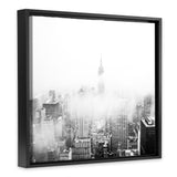 Shop New York Fog (Square) Photo Canvas Art Print-Black, Grey, Photography Canvas Prints, Square, View All, White-framed wall decor artwork