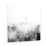Shop New York Fog (Square) Photo Canvas Art Print-Black, Grey, Photography Canvas Prints, Square, View All, White-framed wall decor artwork