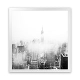 Shop New York Fog (Square) Photo Art Print-Black, Grey, Photography, Square, View All, White-framed poster wall decor artwork