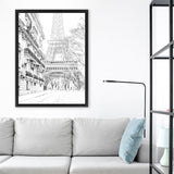 Shop Winter In Paris B&W Photo Canvas Print-Black, Hamptons, Photography Canvas Prints, Portrait, View All, White-framed wall decor artwork