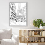Shop Winter In Paris B&W Photo Canvas Print-Black, Hamptons, Photography Canvas Prints, Portrait, View All, White-framed wall decor artwork