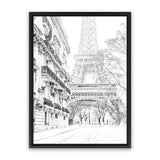 Shop Winter In Paris B&W Photo Canvas Print-Black, Hamptons, Photography Canvas Prints, Portrait, View All, White-framed wall decor artwork