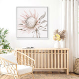 Shop King Protea II (Square) Photo Canvas Art Print-Florals, Hamptons, Photography Canvas Prints, Pink, Square, View All-framed wall decor artwork