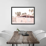 Shop Palm Springs Pink Building Photo Canvas Art Print-Boho, Landscape, Neutrals, Photography, Photography Canvas Prints, Pink, View All-framed wall decor artwork